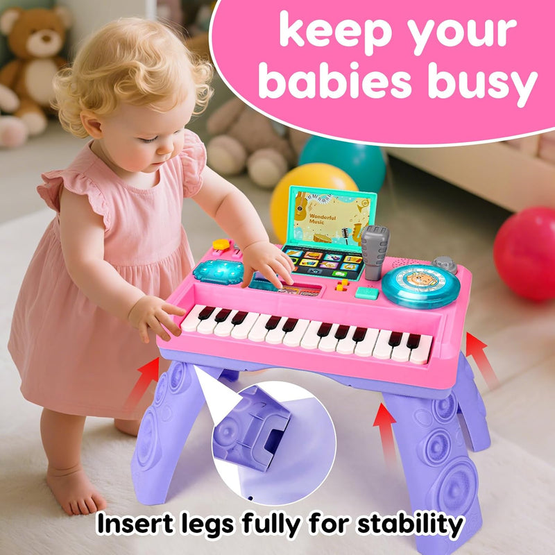 Baby DJ Table for Toddlers 1-3 with Music & Light, Learning Toys for 6-9-12-18 Months
