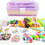 SMILESSKIDDO Kids Arts and Crafts, 1000+ PCS Craft Kits with Storage Box | Portable 3-Layer Folding Storage Box, 1000+ Pcs DIY Craft Supplies, School Craft Projects, Gifts for Girls Ages 4-12