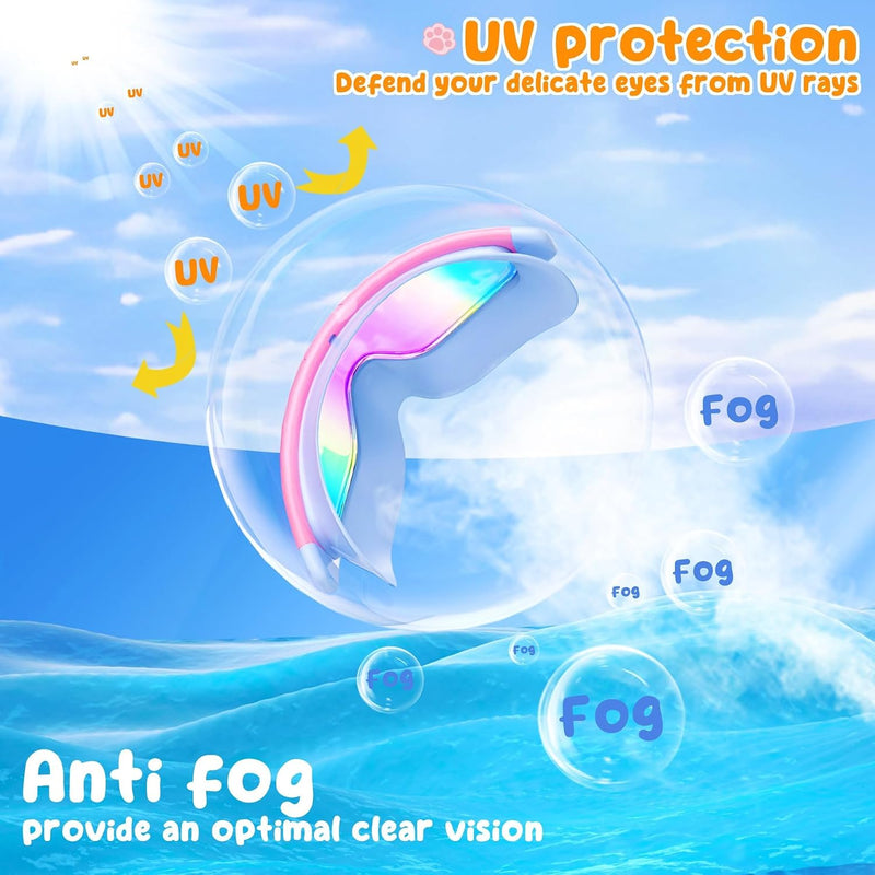 COOLOO 2 Pack Kids Goggles 4-16, Wide View No Leaking Kids Swim Goggles | Anti-fog & Anti-UV Swimming Goggles for Girls Boys