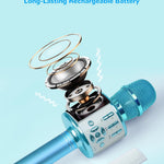 Amazmic Kids Karaoke Microphone Machine with LED Light, Bluetooth, for Girls and Boys Age 3-12