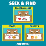 Chuckle & Roar Sensory Seek & Find Plush Bear Toy with Hidden Objects, 40 Cards, Ages 3+
