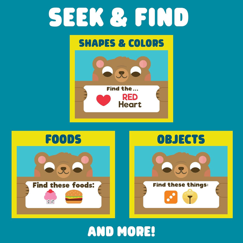 Chuckle & Roar Sensory Seek & Find Plush Bear Toy with Hidden Objects, 40 Cards, Ages 3+