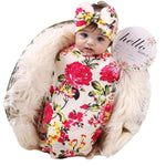 Galabloomer Newborn Receiving Blanket Headband Set Baby Flower Swaddle
