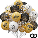 75-pack Black Gold Graduation Party Decorations Balloons with Ribbons for College or High School Party Supplies