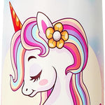 Girls Insulated Water Bottle with Covered Pop-Up Straw,16 oz Kids Cups with Stainless Steel Leak Proof for School Pink（Unicorn）