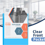 INFUN Heavy Duty Plastic Pocket Folder with Prongs and Clear Front Pocket - 18 Pack, 3 Prong Folders with Pockets and Card Slot, Assorted Colors