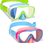 Kids Swim Goggles with Fabric Strap for Kids 3-15, Leak Proof Swimming Goggles Nose Cover 180° Clear View