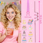 LEDUO 24-Piece Reusable Birthday Straws - Swirly, Glittery Cake Toppers for Kids' Parties