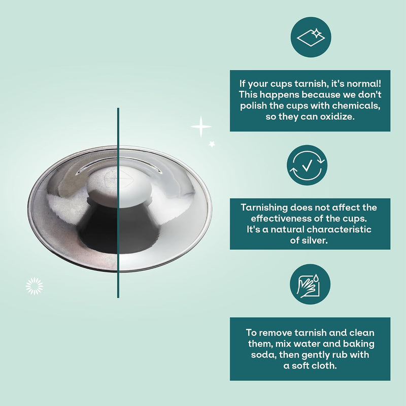 Koala Babycare The Original Silver Nursing Cups - Nipple Shields for Breastfeeding Newborn - Breastfeeding Essentials - Protect and Soothe - Tri-Laminate Silver - Standard Size