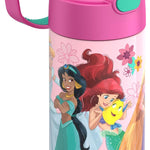 THERMOS FUNTAINER Water Bottle with Straw, 12oz, Princesses | Kids Stainless Steel Insulated Water Bottle, Keeps Drinks Cold Longer for School & Play, BPA-Free