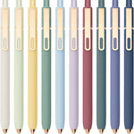 Linbsunne Gel Pens Black Ink Pens for Office 0.5mm Fine Point Pen Smooth Writing Retractable (Metal gold clip-10 pcs)