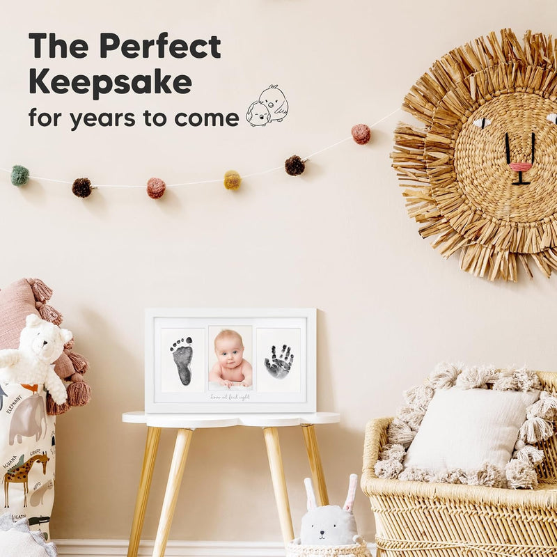 Inkless Hand and Footprint Kit, Boy Girl Newborn Keepsake (Alpine White) | No Mess Ink Pad for Baby Handprint, Clean Touch Paw Print Kit for Dog Picture Frame, Personalized Baby Christmas Shower Gifts