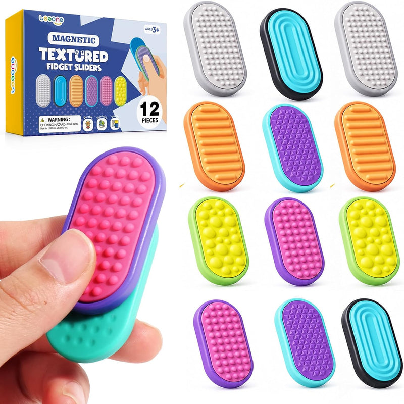 Magnetic Fidget Toys for Adults & Kids -Textured Sensory Toys for Autism Children Stress - Quiet Stress Fidgets Sliders for Classroom Prizes Box Office - Easter Gifts Kids Teens Girls - 6Pack