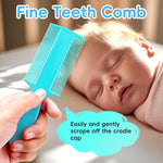 Cradle Cap Brush for Babies, Set of 5 Baby Bath Essentials with Bath Sponge Silicone Scrubber Long Handle Comb for Newborns Toddlers Boys Girls (Green)
