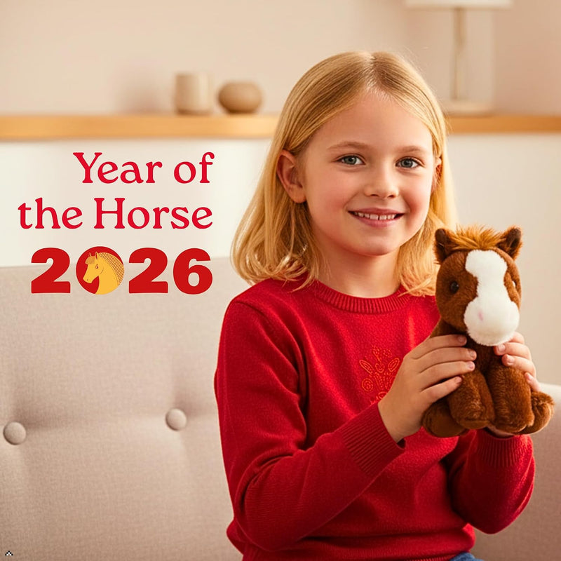 The Petting Zoo Horse Stuffed Animal Plushie, Gifts for Kids, Wild Onez Babiez Wildlife Animals, Brown Horse Plush Toy 6 inches