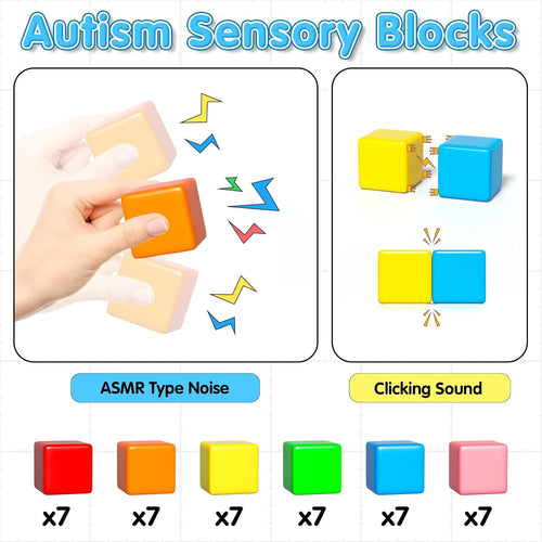 Apluses 42PCS large magnetic cubes, gifts for 3-5 year old, sensory toys with 6 colors and 3D design