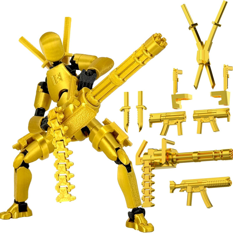 Gatling Gun Titan 13 Action Figure Set【Assembled】, Robot T Action Figure 3D Printed Dummy 13 Action Fidget Toys Figure Articulated, Lucky 13 for Collectors Desktop Decorations (Purple Blue)