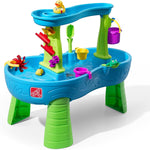 Step2 Rain Showers Splash Pond Toddler Water Table, Outdoor Kids Water Sensory Table, Ages 18+ Months, 13 Piece Water Toy Accessories, Blue & Green