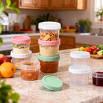 DEMORA 4 oz Small Plastic Containers with Twist on Lids [20 Sets], Stackable Little Food Storage Containers for Snack Lunch Meal Prep Salad Dressings, Freezer/Microwave/Dishwasher Safe, BPA Free