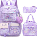 Lovely Girls Backpack School Bag for Students Kids Book Bag with Multiple Pockets Splash-proof Children's Backpack（17inch Pink）