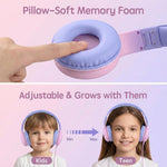 ADOOPE Wired Kids Headphones with USB C Plug, 85dB Safe Volume, Adjustable Headband, Tangle-Free Cord Headphones for School, Tablet, Travel (Light Purple & Pink, Without Microphone)