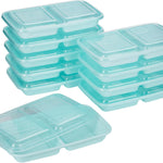 GoodCook 2-Compartment Food Storage Container Set with Snap-Shut Lids, Reusable Divided Snack Containers with Lids, Set of 10, Blue