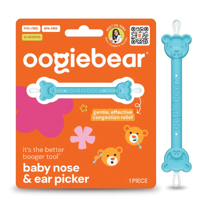 oogiebear Baby Nose & Ear Picker, Safe Booger Remover Tool, 1 Piece, Blue | Safe Dual-Ended Nose Cleaner & Ear Wax Remover for Newborns, Infants & Toddlers, BPA-Free, Patented, Baby Registy Essential