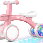 Umatoll Baby Balance Bike, Adjustable Seat, Safety Features, 12-24 Months Toddler Ride on Toys, Colorful Lighting, No Batteries Required