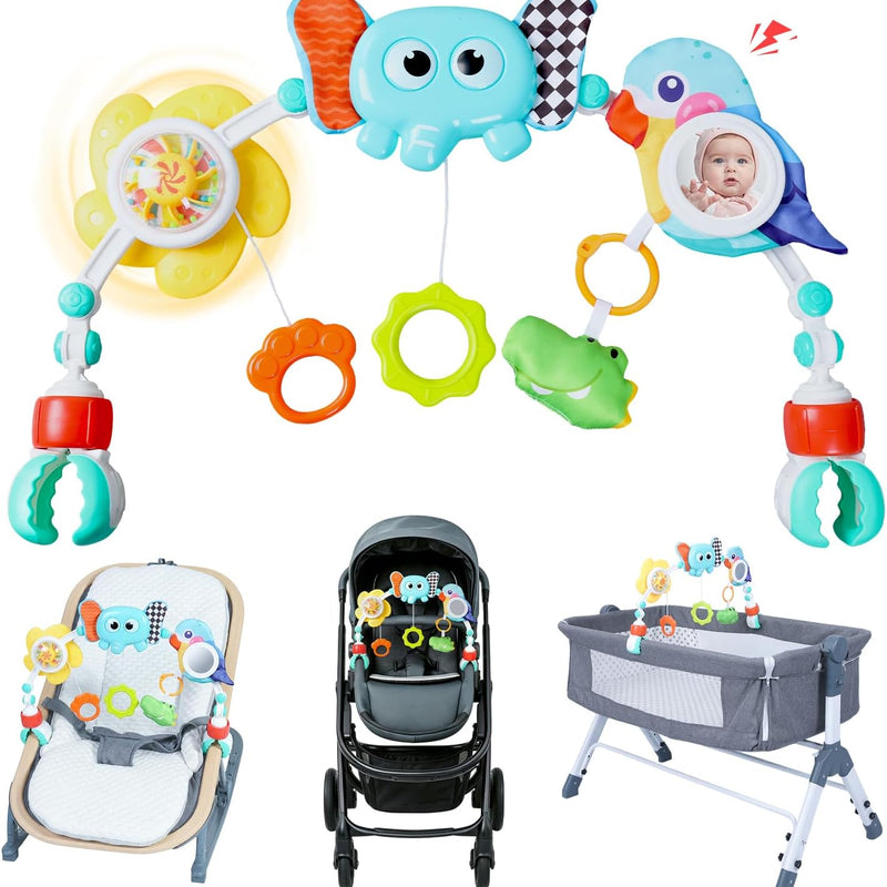 Orzbow Musical Bassinet Toys for Baby, Adjustable Stroller Arch Toy, Bouncer Toy Bar, Baby Mobile, Hanging Toys for Crib & Car Seat, Supports Baby's Motor & Sensory Development, Space