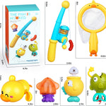 Magnetic Fishing Bath Toys for Toddlers 1-3 | Floating Wind-Up Duck, Fishing Rod & Net, Pool & Bathtub Fun