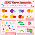 FUNZBO Girl Flower Garden Building Toys Set for Age 2-6 Years Old, STEM Montessori Educational Toy with Sorting & Stacking Spring Gardening Set
