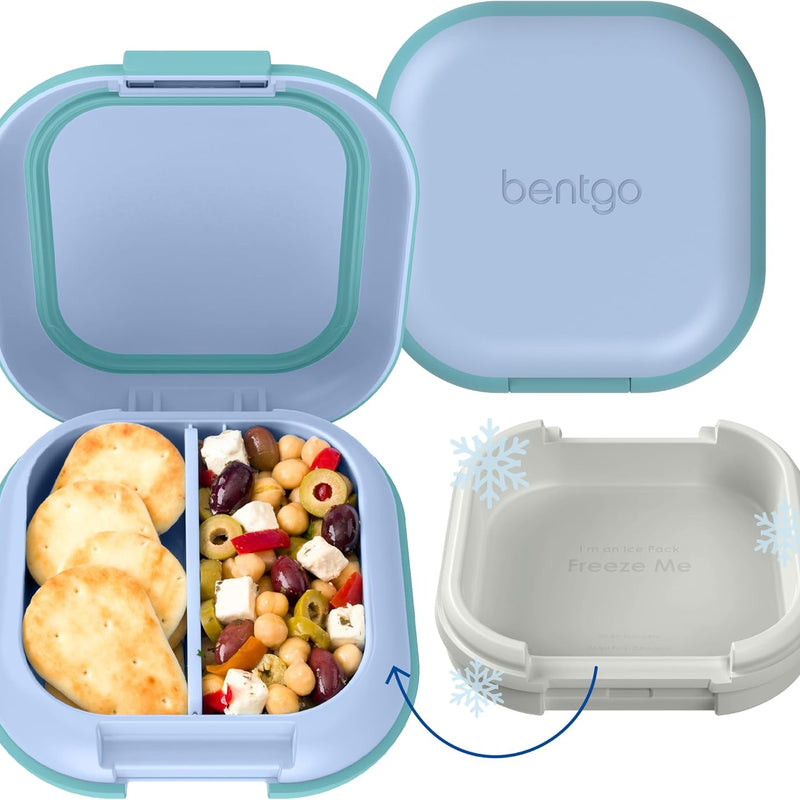 Bentgo Chill Mini Leak-Proof Lunch Box – Built-In Ice Pack Keeps Food Cold, 2.7-Cup Capacity for Snacks or Sandwich, 3 or 4 Compartments, PFAS & BPA-Free, Ideal for Adults & Kids 3+ (Seaside Papaya)