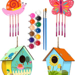 Home Composer 4 Pack DIY Bird House Wind Chime Kits for Children to Build and Paint, Wooden Arts and Crafts for Kids Girls Boys Toddlers Ages 8-12 4-6 6-8