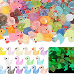 CRTWDMAN 240Pcs Luminous Mini Resin Ducks,Tiny Duck Glow in The Dark,Little Ducks,Small Ducks to Hide,Miniature Figures for Party Favor