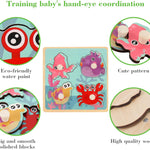 4-piece Wooden Peg Puzzles for Toddlers, Farm Dinosaur Fruit Marine Animals Preschool Learning Toys