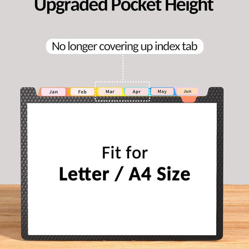 Sooez Upgraded Accordion File Organizer, Expanding File Folder with Deeper 12 Pockets - Never Cover Up Index Tabs, Monthly Bill Paper Receipt Document Organizer, Letter A4 Size for Home Office School