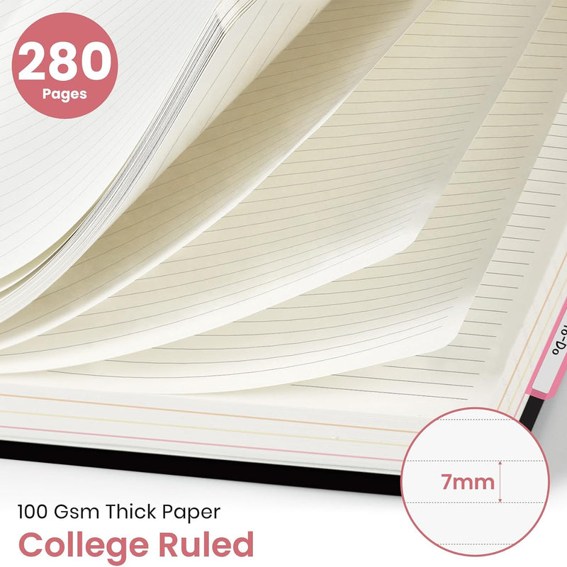 Large Lined Spiral Journal for Women Cute Hardcover 5 Subject Notebook for Work 8.5" x 11" with Removable Dividers & Tabs, College Ruled, 280 Pages Aesthetic Journal for Work, School & Note Taking, Garden of Whimsy