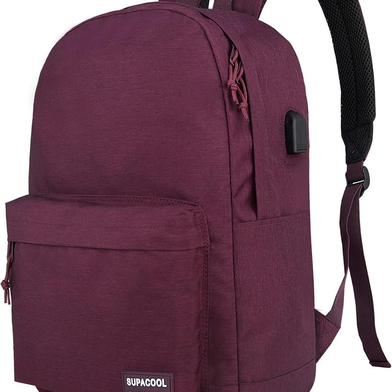 SUPACOOL Casual Laptop Backpack for Men and Women, Work backpack, Black Backpacks, College School Backpack for Boys and Girls, Lightweight Travel Back Pack(Black)