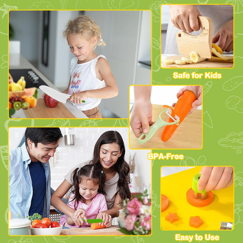 Montessori kitchen toys for toddlers, 15PCS cooking set with real knife, kids safe cooking sets, Easter gifts for kids