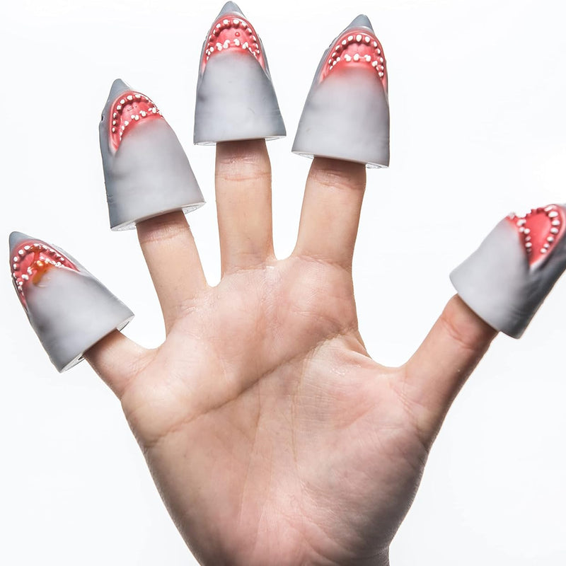 AQKILO 5-Piece Shark Finger Puppet Set, Premium PVC Ocean Animal Theater Props, Eco-Friendly Novelty Toys for Kids and Adults, Ideal Gifts and Party Favors.