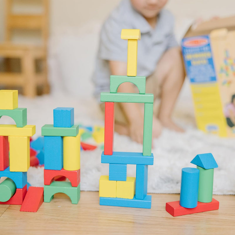 Melissa & Doug Wooden Building Blocks for Toddlers, 100-Piece Set, FSC Certified, Ages 2+