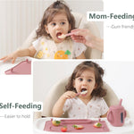 4-Pack Silicone Baby Spoons, Seposeve Soft Gum-Friendly First Feeding Spoons for Babies, Baby Feeding Utensils Essentials, Easy-Grip Handle, BPA Free, Dishwasher Safe, 2 Pink 2 Purple