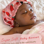 YANIBEST Baby Satin Bonnet Sleep Cap - Double Layer Reversible Adjustable Silky Satin Cap for Infant Toddler(6-36Months,Strawberry)