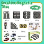 Magnetic Tiles Road Set with Pullback Car, Compatible with Major Brands, Ages 4-8, STEM Building Toy for Kids