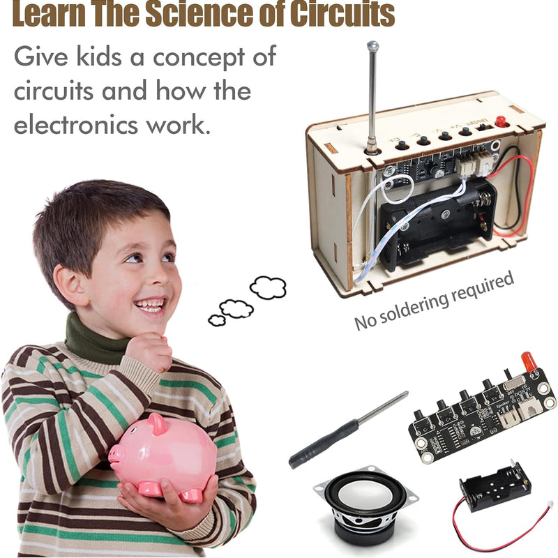 STEM DIY Electronics Kit for Kids 6-14, Building Your Own Radio with 3D Puzzle and Circuit Engineering, Gift for Boys and Girls