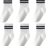 Toddler Grip Socks with Non-Slip Unisex Baby Stripe Crew Cotton Socks | Retro Seamless Ankle Socks for Girls Boys 6 Pairs