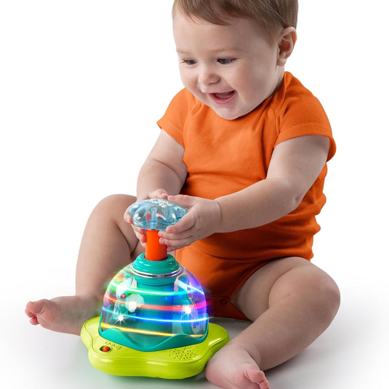 Bright Starts Press & Glow Spinner Cause and Effect Musical Baby Toy, Age 6 Months+