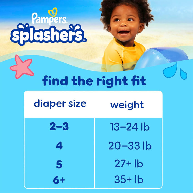 Pampers Splashers Swim Diapers, Size 6+, 15 Count, Disposable Swim Diapers, Contains Mess, No Swell