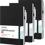 NIRMIRO (3 Pack) Pocket Notebook Small Journal with Pen, 3.7" x 5.7", A6 Mini Notebook for Women Men Work Writing, Hardcover Small Pocket Notepad with 100Gsm Premium Thick Lined Paper, Black Leather