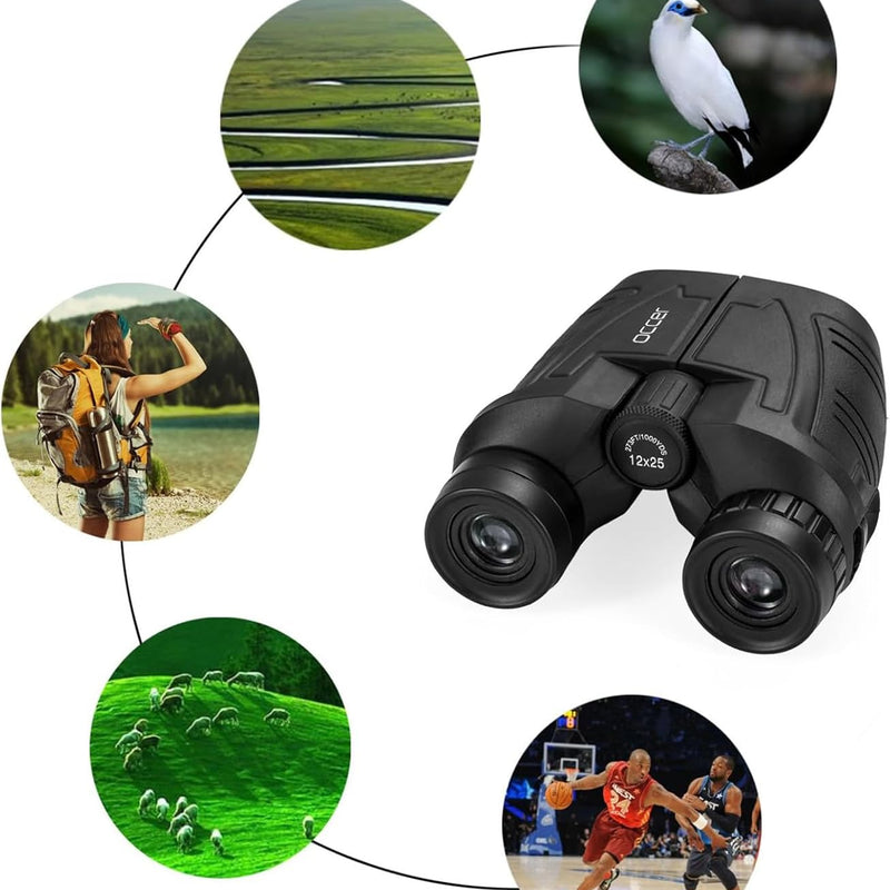 Occer 12x25 Compact Waterproof Binoculars for Adults and Kids